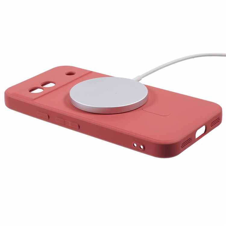 For Google Pixel 7a Case Shockproof TPU Phone Cover Compatible with MagSafe - Camellia Red