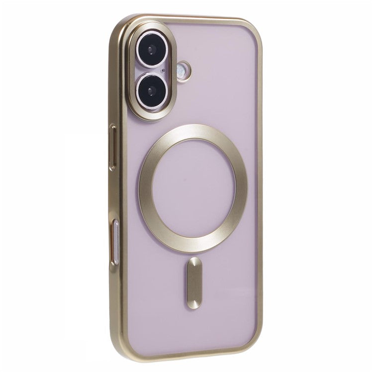 For iPhone 16 Plus Case Matte Electroplating Phone Cover Compatible with MagSafe - Yellow