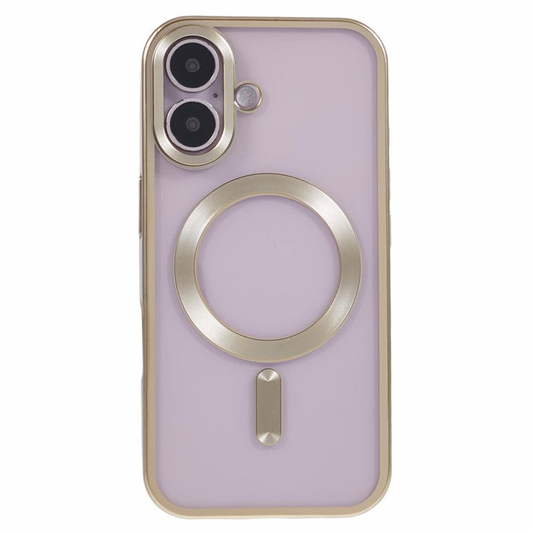 For iPhone 16 Plus Case Matte Electroplating Phone Cover Compatible with MagSafe - Yellow