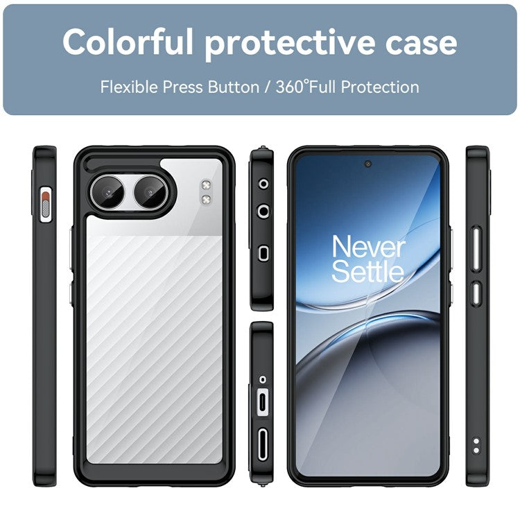 For OnePlus Nord 4 Shockproof Case TPU +Acrylic Protective Clear Phone Cover - Black