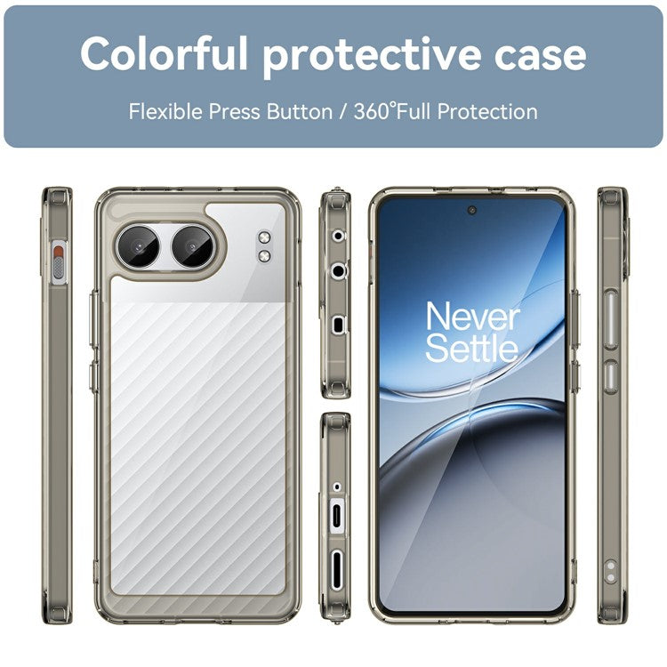 For OnePlus Nord 4 Shockproof Case TPU +Acrylic Protective Clear Phone Cover - Transparent Grey
