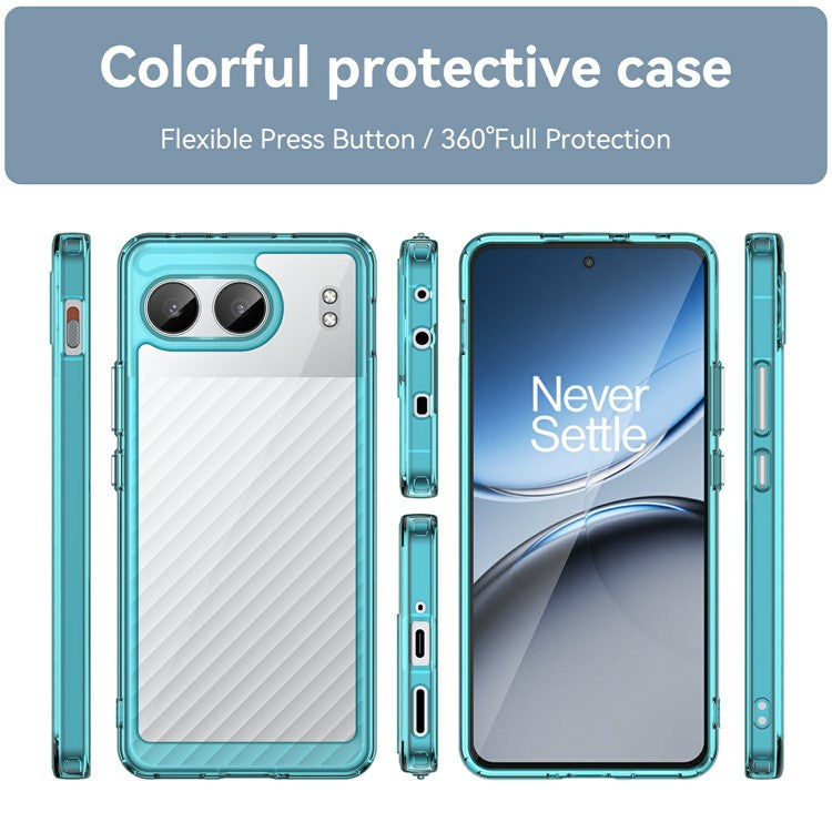For OnePlus Nord 4 Shockproof Case TPU +Acrylic Protective Clear Phone Cover - Transparent Blue