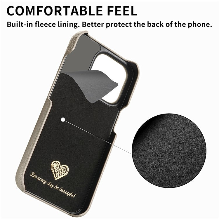 Y1 For iPhone 16 Pro Case Shockproof Litchi Texture Leather+PC Phone Cover - Khaki Grey