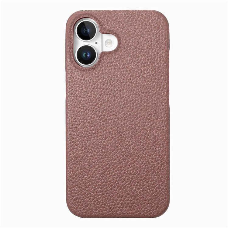 Y1 For iPhone 16 Plus Case Shockproof Litchi Texture Leather+PC Phone Cover - Jujube Apricot