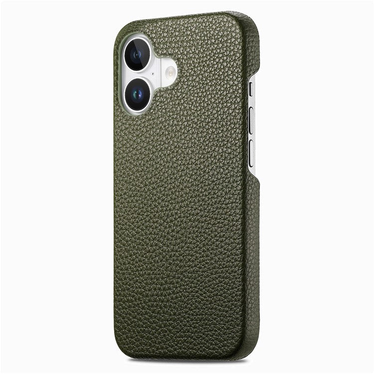 Y1 For iPhone 16 Plus Case Shockproof Litchi Texture Leather+PC Phone Cover - Midnight Green