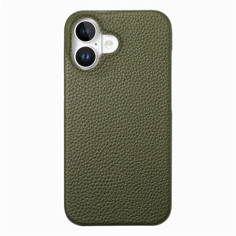 Y1 For iPhone 16 Plus Case Shockproof Litchi Texture Leather+PC Phone Cover - Midnight Green