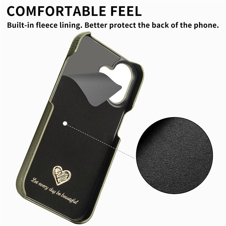 Y1 For iPhone 16 Plus Case Shockproof Litchi Texture Leather+PC Phone Cover - Midnight Green