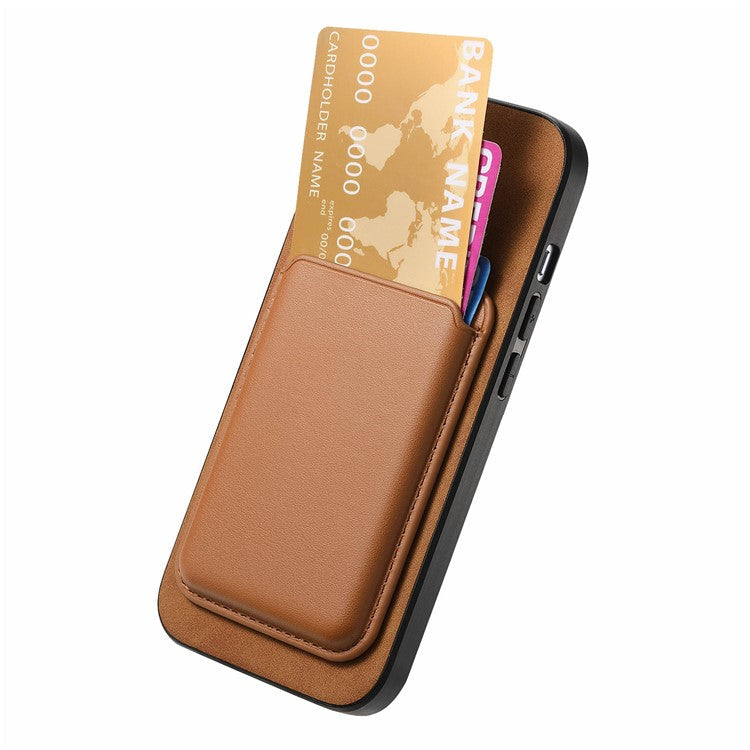B2 For iPhone 16 Plus Case Detachable Magnetic Card Bag Leather+TPU Phone Cover - Brown