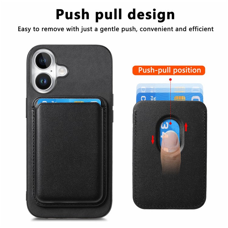 B2 For iPhone 16 Plus Case Detachable Magnetic Card Bag Leather+TPU Phone Cover - Brown