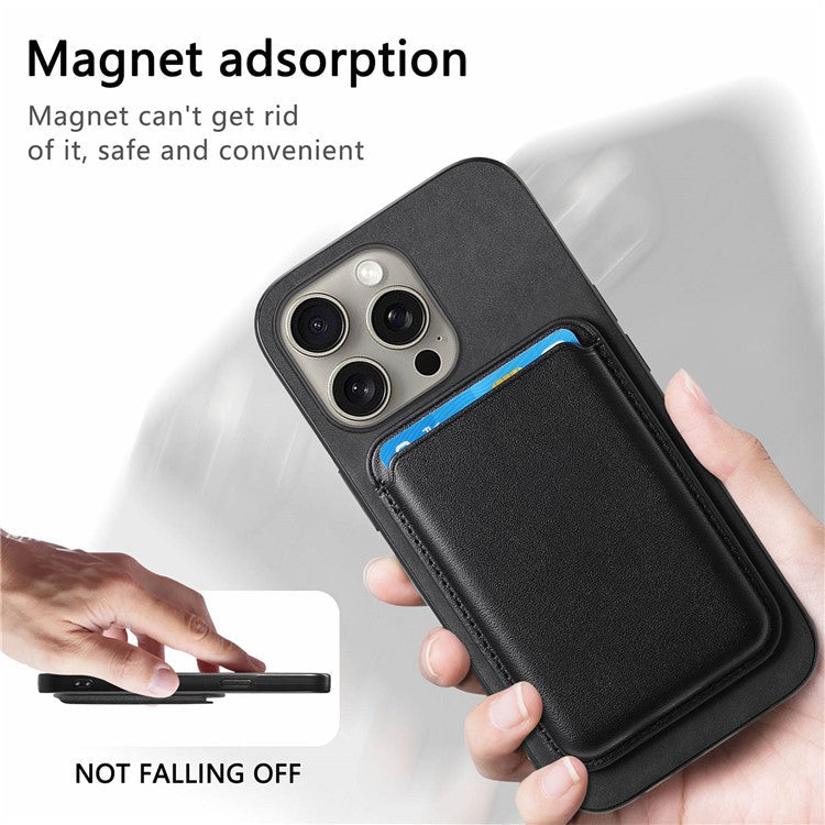 B2 For iPhone 16 Pro Case Detachable Magnetic Card Bag Leather+TPU Phone Cover - Black