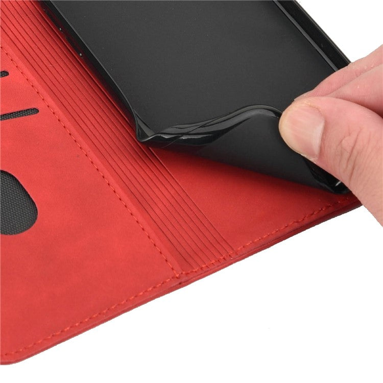 For Asus Zenfone 9 5G Anti-drop Splicing Phone Case PU Leather Magnetic Auto-absorbed Skin-touch Feeling Phone Wallet Cover with Stand - Red