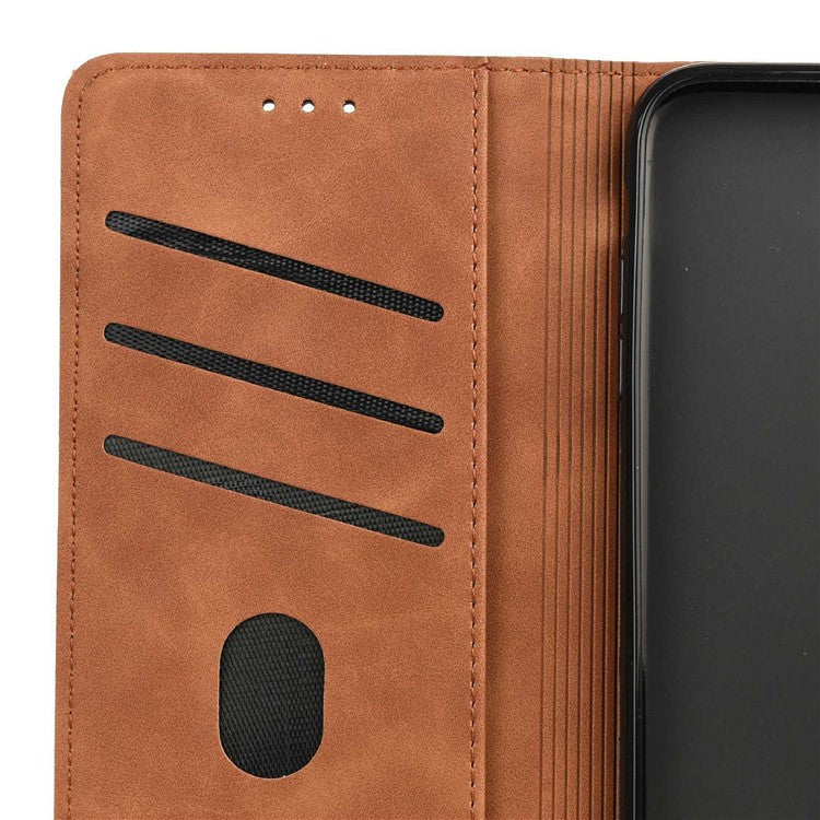 For Asus Zenfone 9 5G Anti-drop Splicing Phone Case PU Leather Magnetic Auto-absorbed Skin-touch Feeling Phone Wallet Cover with Stand - Brown
