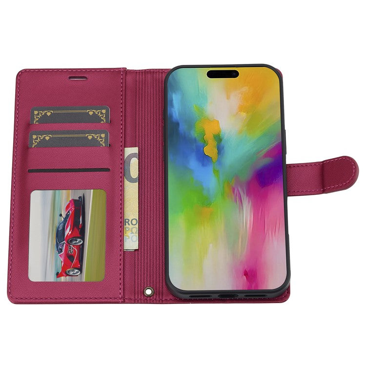 LC.IMEEKE L2 Series for iPhone 16 Plus Case PU Leather Wallet Detachable Magnetic Phone Cover - Red