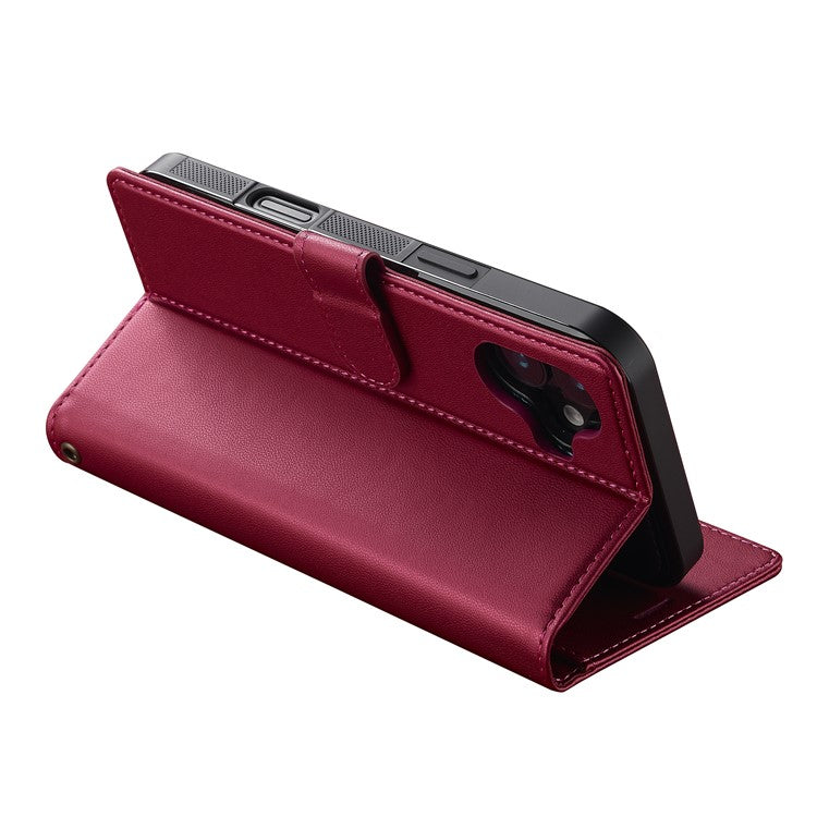 LC.IMEEKE L2 Series for iPhone 16 Plus Case PU Leather Wallet Detachable Magnetic Phone Cover - Red