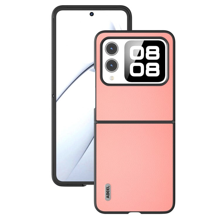 ABEEL For Huawei nova Flip 5G Case Anti-scratch Genuine Cow Leather Back Phone Cover - Pink