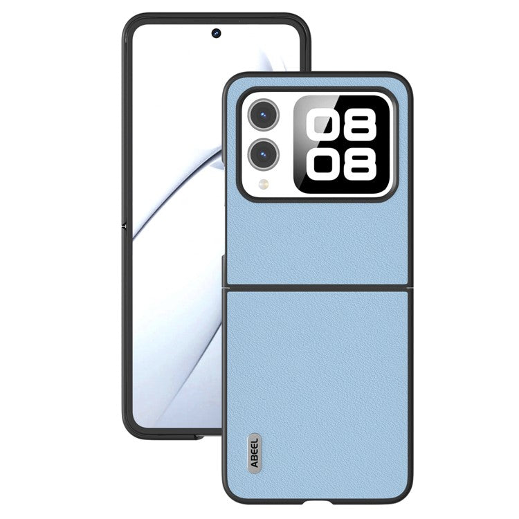 ABEEL For Huawei nova Flip 5G Case Anti-scratch Genuine Cow Leather Back Phone Cover - Blue