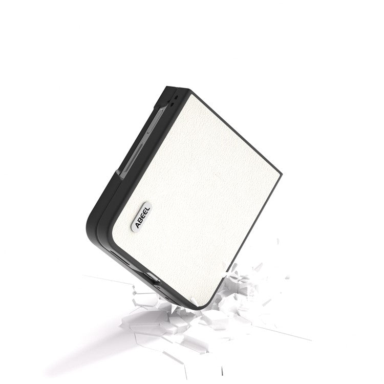 ABEEL For Huawei nova Flip 5G Case Anti-scratch Genuine Cow Leather Back Phone Cover - Grey White