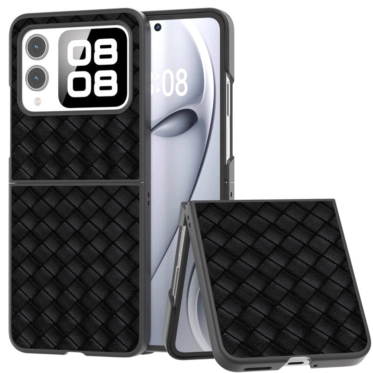 For Huawei nova Flip 5G Case Woven Texture PU Leather Coated PC Mobile Phone Cover - Black