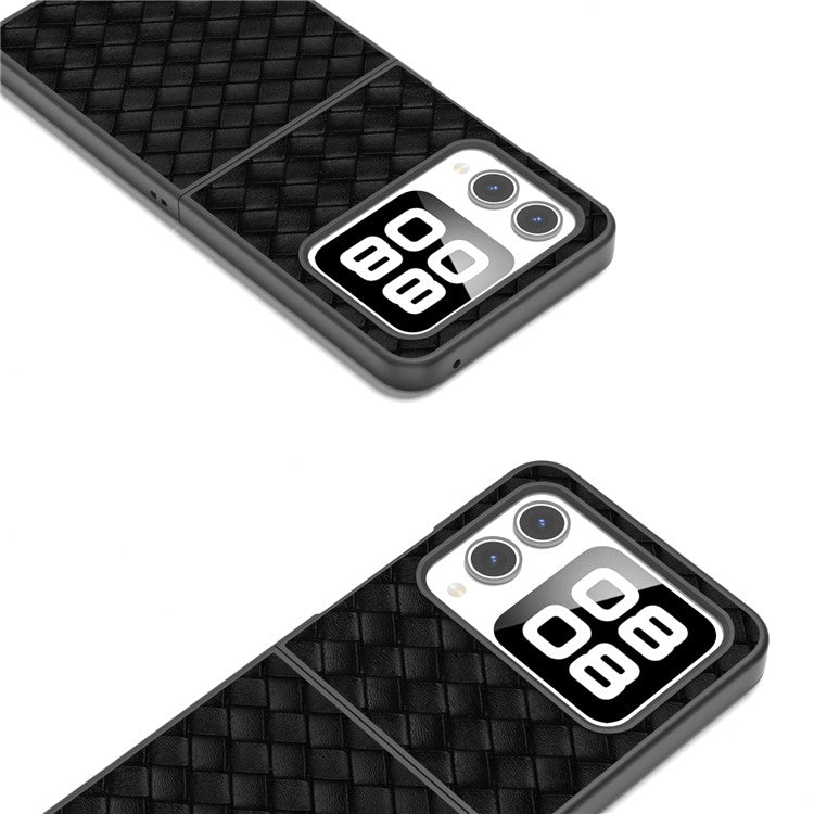 For Huawei nova Flip 5G Case Woven Texture PU Leather Coated PC Mobile Phone Cover - Black