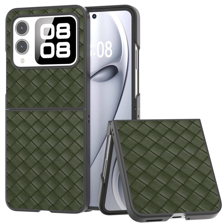 For Huawei nova Flip 5G Case Woven Texture PU Leather Coated PC Mobile Phone Cover - Green