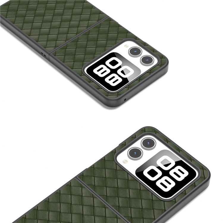 For Huawei nova Flip 5G Case Woven Texture PU Leather Coated PC Mobile Phone Cover - Green