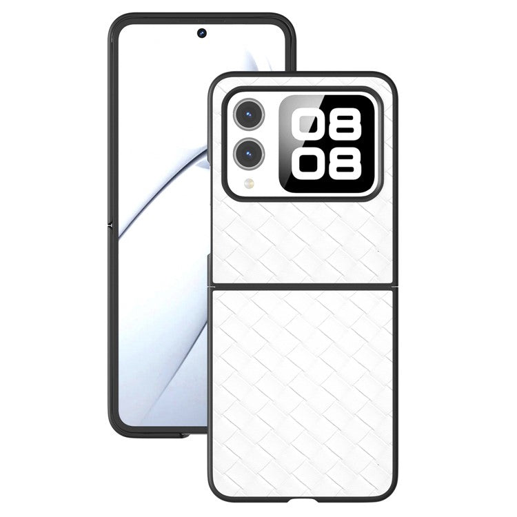 For Huawei nova Flip 5G Case Woven Texture PU Leather Coated PC Mobile Phone Cover - White