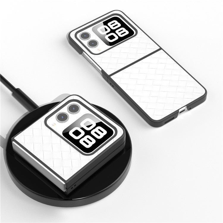 For Huawei nova Flip 5G Case Woven Texture PU Leather Coated PC Mobile Phone Cover - White