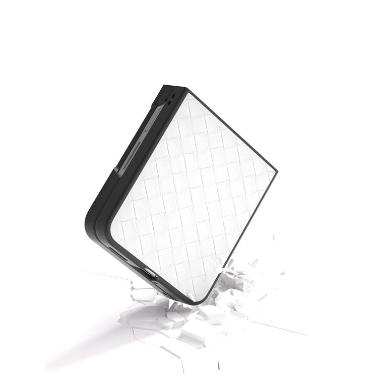 For Huawei nova Flip 5G Case Woven Texture PU Leather Coated PC Mobile Phone Cover - White