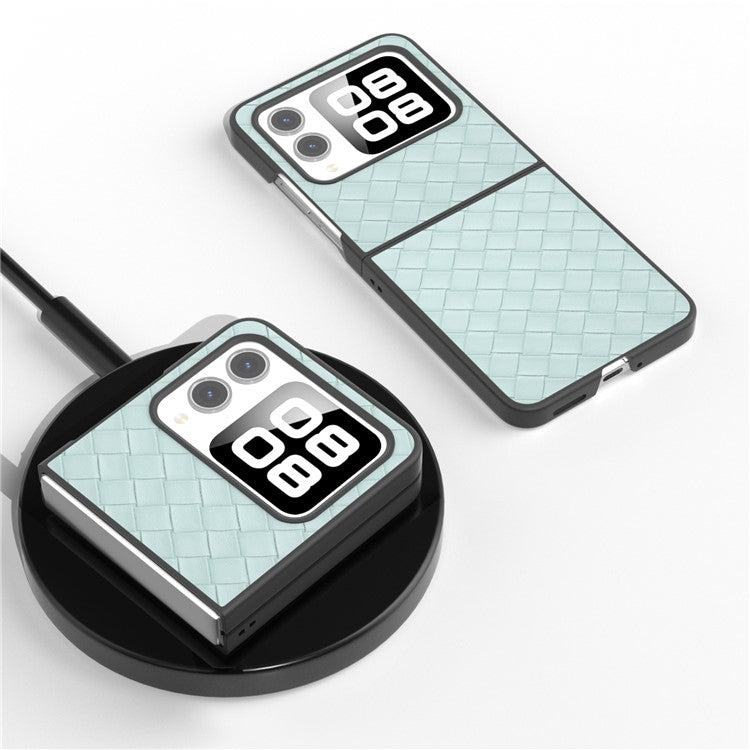 For Huawei nova Flip 5G Case Woven Texture PU Leather Coated PC Mobile Phone Cover - Light Green