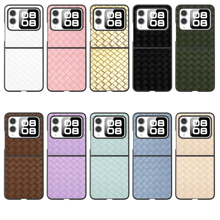 For Huawei nova Flip 5G Case Woven Texture PU Leather Coated PC Mobile Phone Cover - Beige