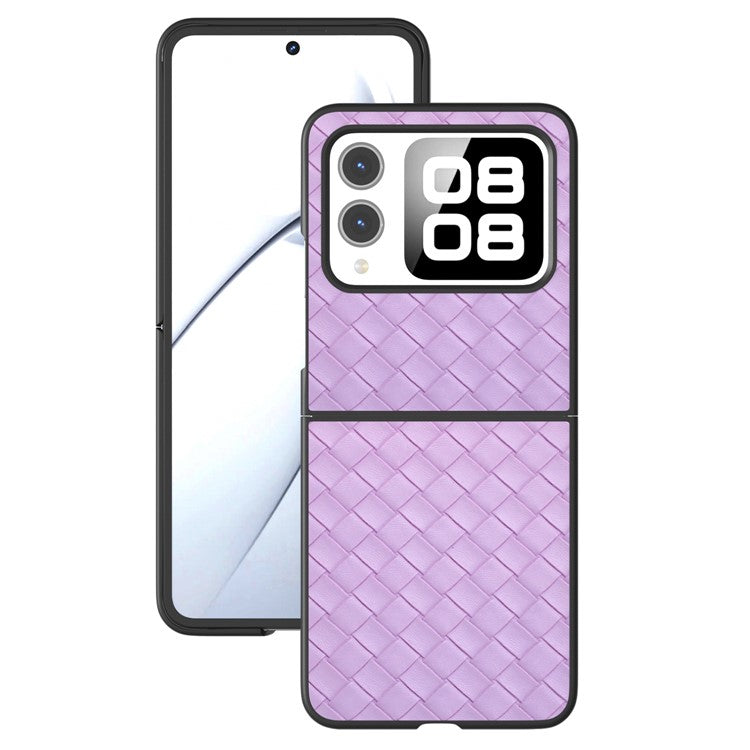 For Huawei nova Flip 5G Case Woven Texture PU Leather Coated PC Mobile Phone Cover - Purple