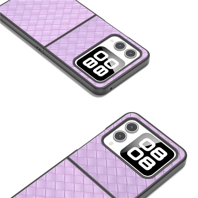 For Huawei nova Flip 5G Case Woven Texture PU Leather Coated PC Mobile Phone Cover - Purple