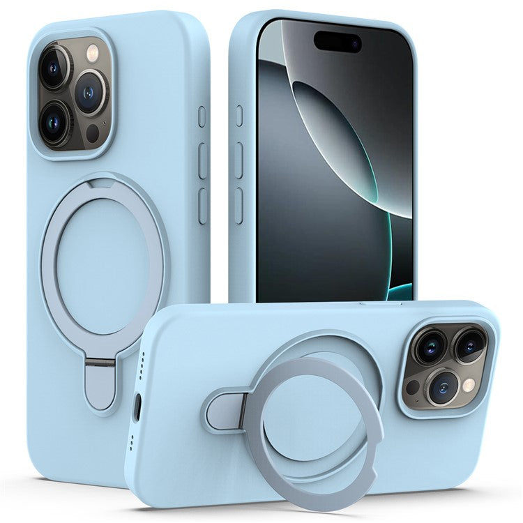 For iPhone 16 Pro Case Compatible with MagSafe Kickstand PC + Silicone Phone Cover - Sky Blue
