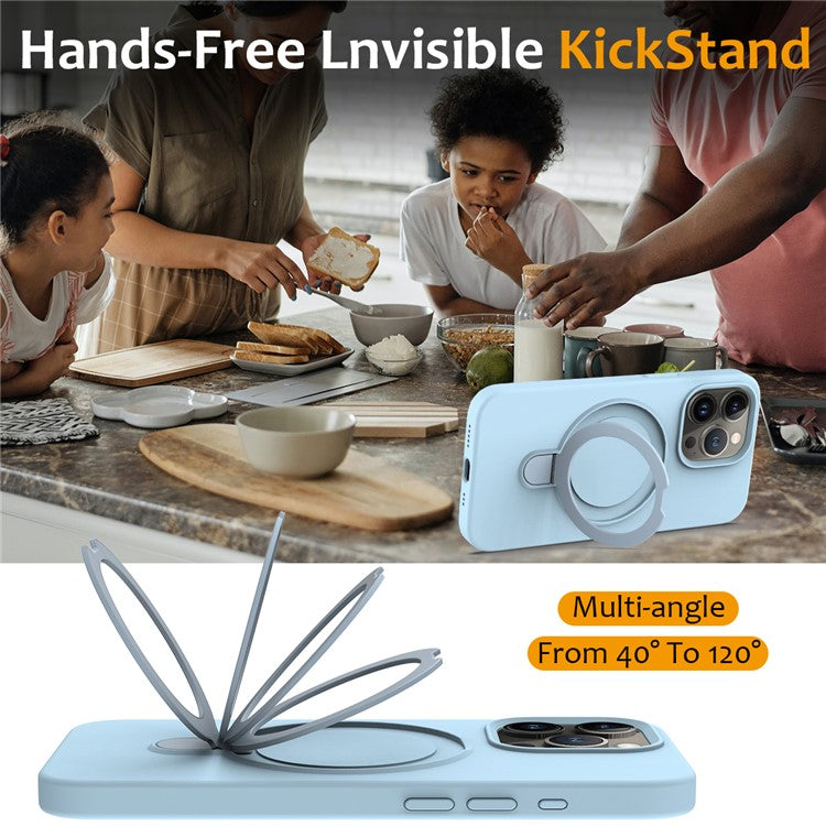 For iPhone 16 Pro Case Compatible with MagSafe Kickstand PC + Silicone Phone Cover - Sky Blue