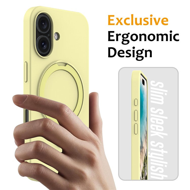 For iPhone 16 Case Compatible with MagSafe Kickstand PC + Silicone Phone Cover - Yellow