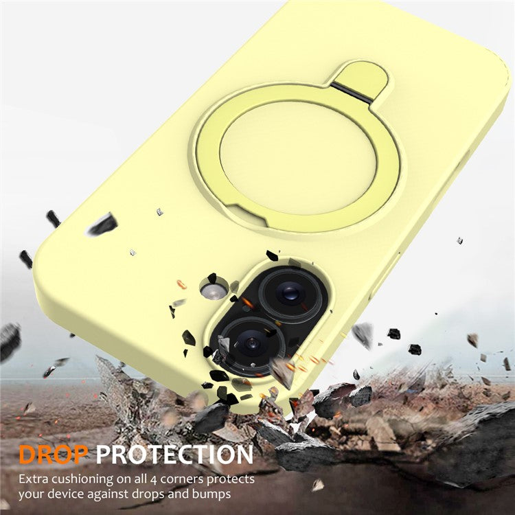 For iPhone 16 Case Compatible with MagSafe Kickstand PC + Silicone Phone Cover - Yellow