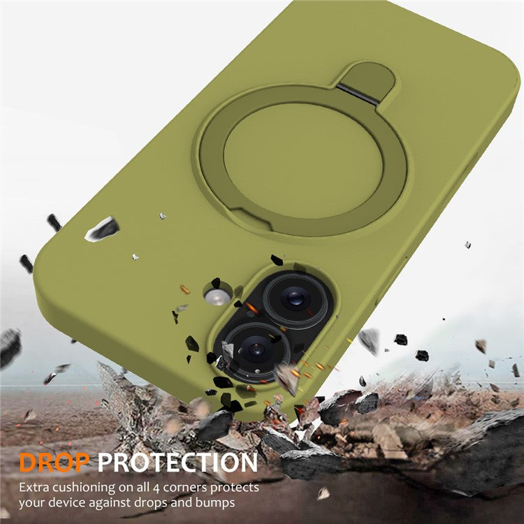 For iPhone 16 Case Compatible with MagSafe Kickstand PC + Silicone Phone Cover - Green
