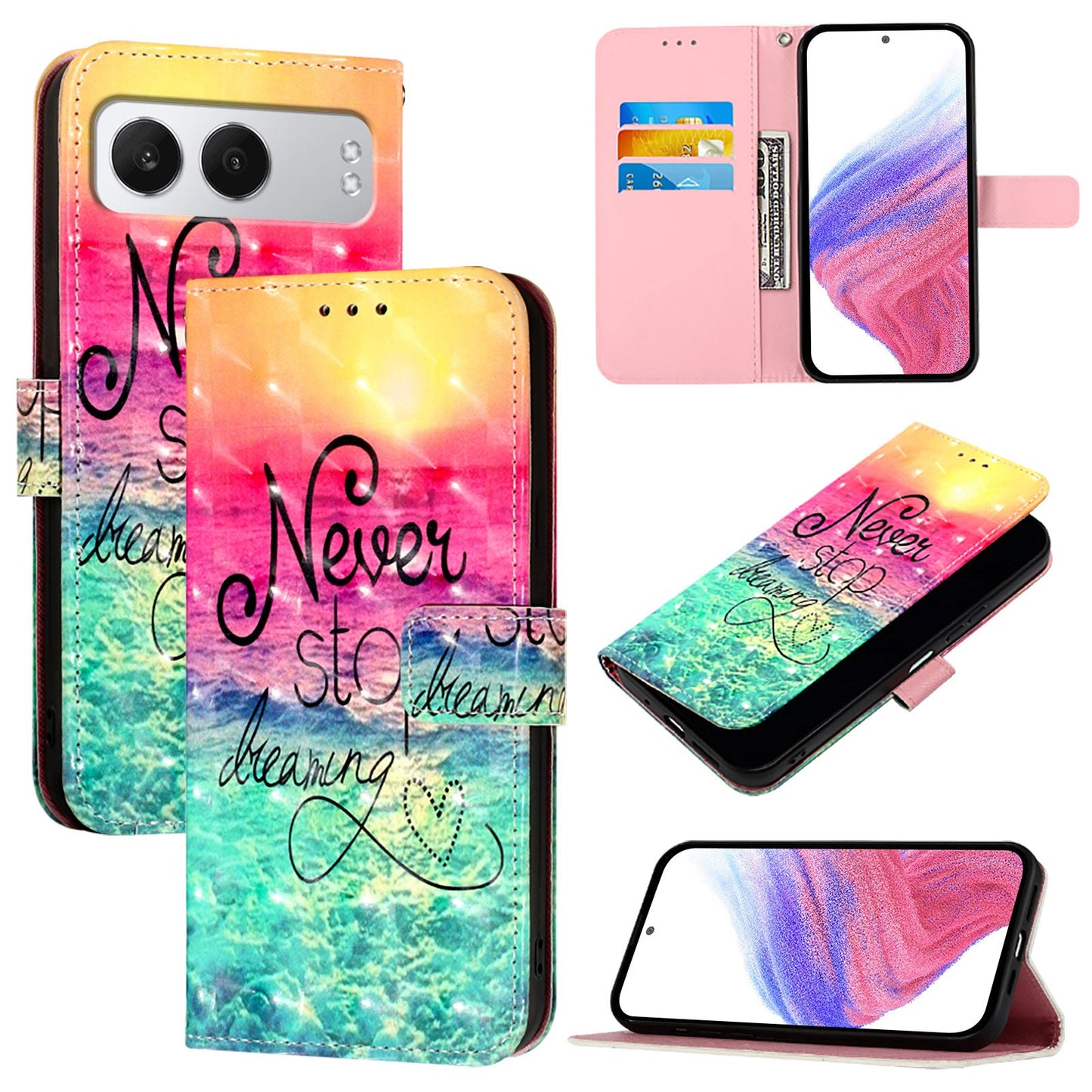 For OnePlus Nord 4 Leather Case YB Pattern Printing Leather Series-2 Pattern Printing Wallet Stand Cover - Never Stop Dreaming