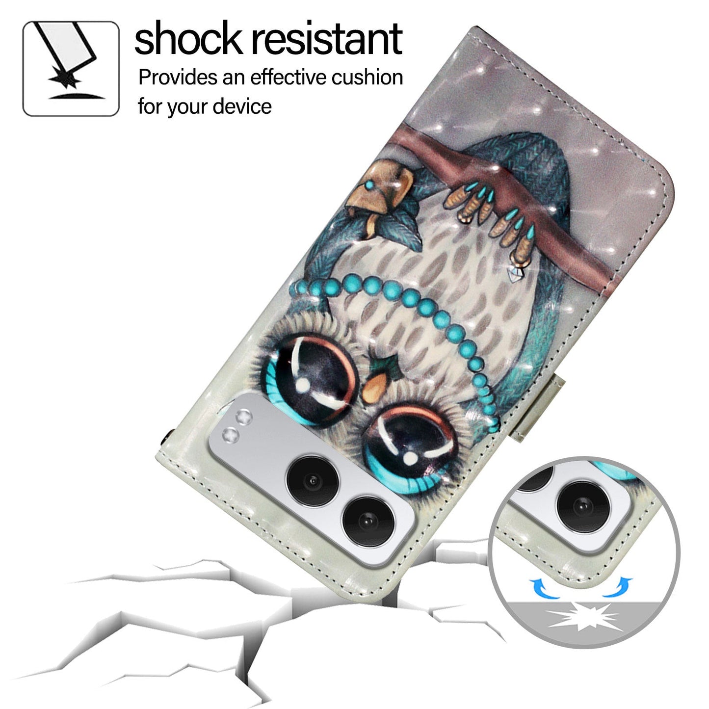 For OnePlus Nord 4 Leather Case YB Pattern Printing Leather Series-2 Pattern Printing Wallet Stand Cover - Grey Owl