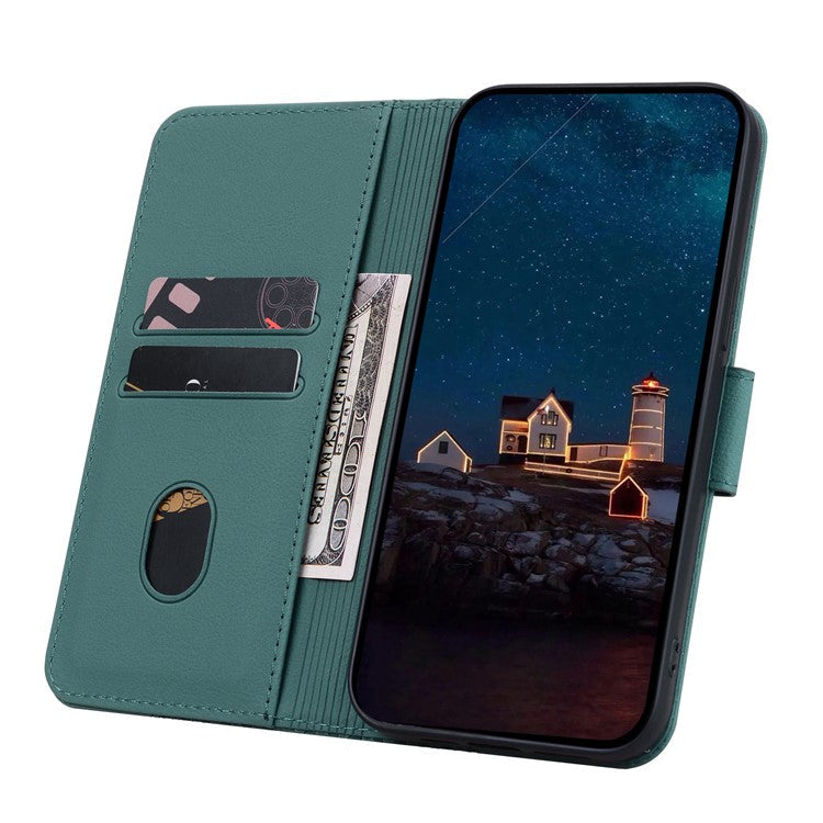 For Google Pixel 9 / Pixel 9 Pro Case Rhombus Pattern Leather Wallet Phone Cover - Green