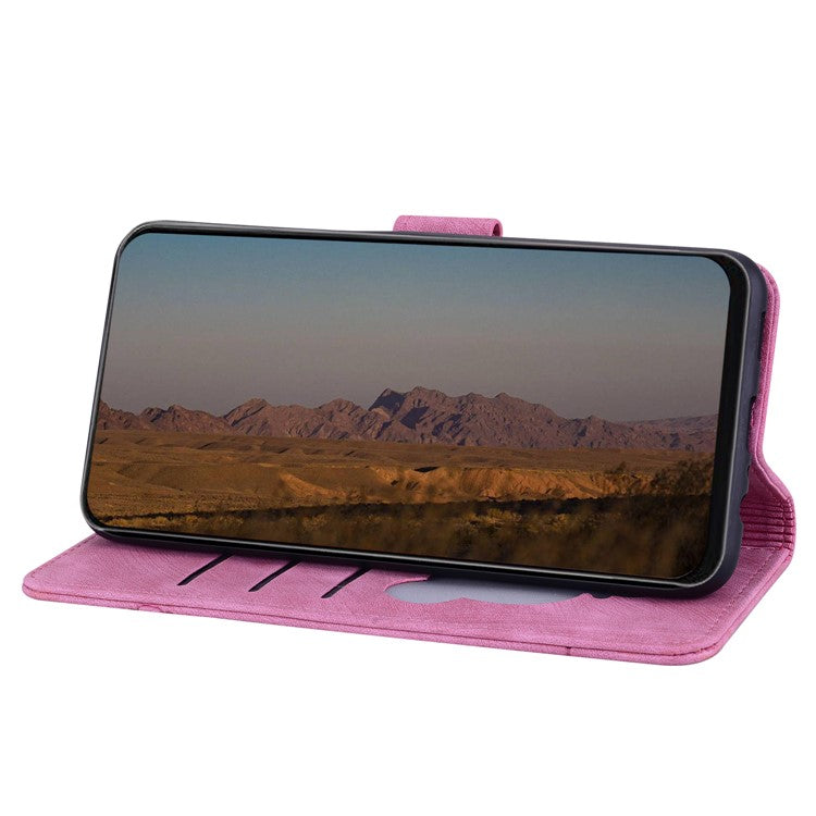 For Google Pixel 9 Pro XL Case Flip Stand Leather Phone Cover Cherry Blossom Cat Imprinted - Rose