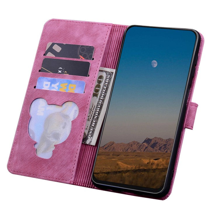 For Google Pixel 9 Pro XL Case Flip Stand Leather Phone Cover Cherry Blossom Cat Imprinted - Rose