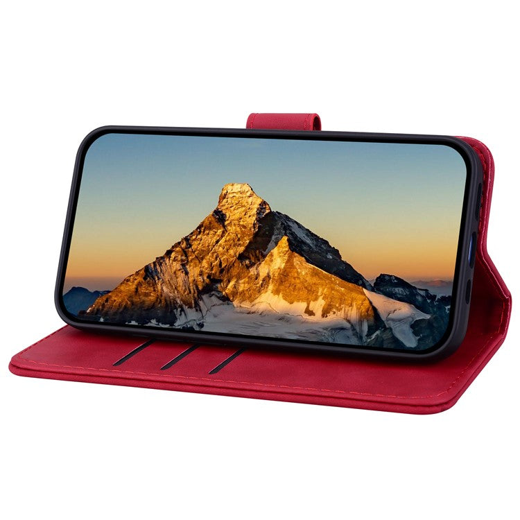 For Google Pixel 9 / Pixel 9 Pro Case PU Leather Wallet Flip Phone Cover Flower Imprinted - Red