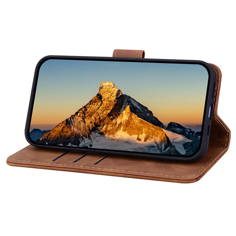 For Google Pixel 9 Pro XL Case PU Leather Wallet Flip Phone Cover Flower Imprinted - Brown