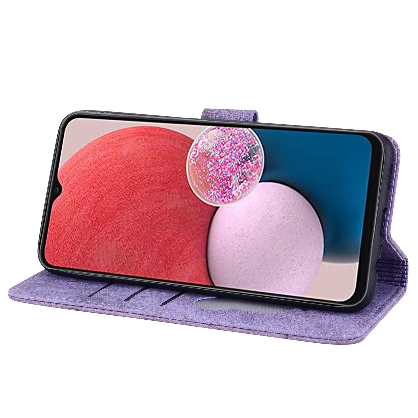 For Samsung Galaxy A16 5G / A16 4G Case Flip Stand Leather Phone Cover Cherry Blossom Cat Imprinted - Purple