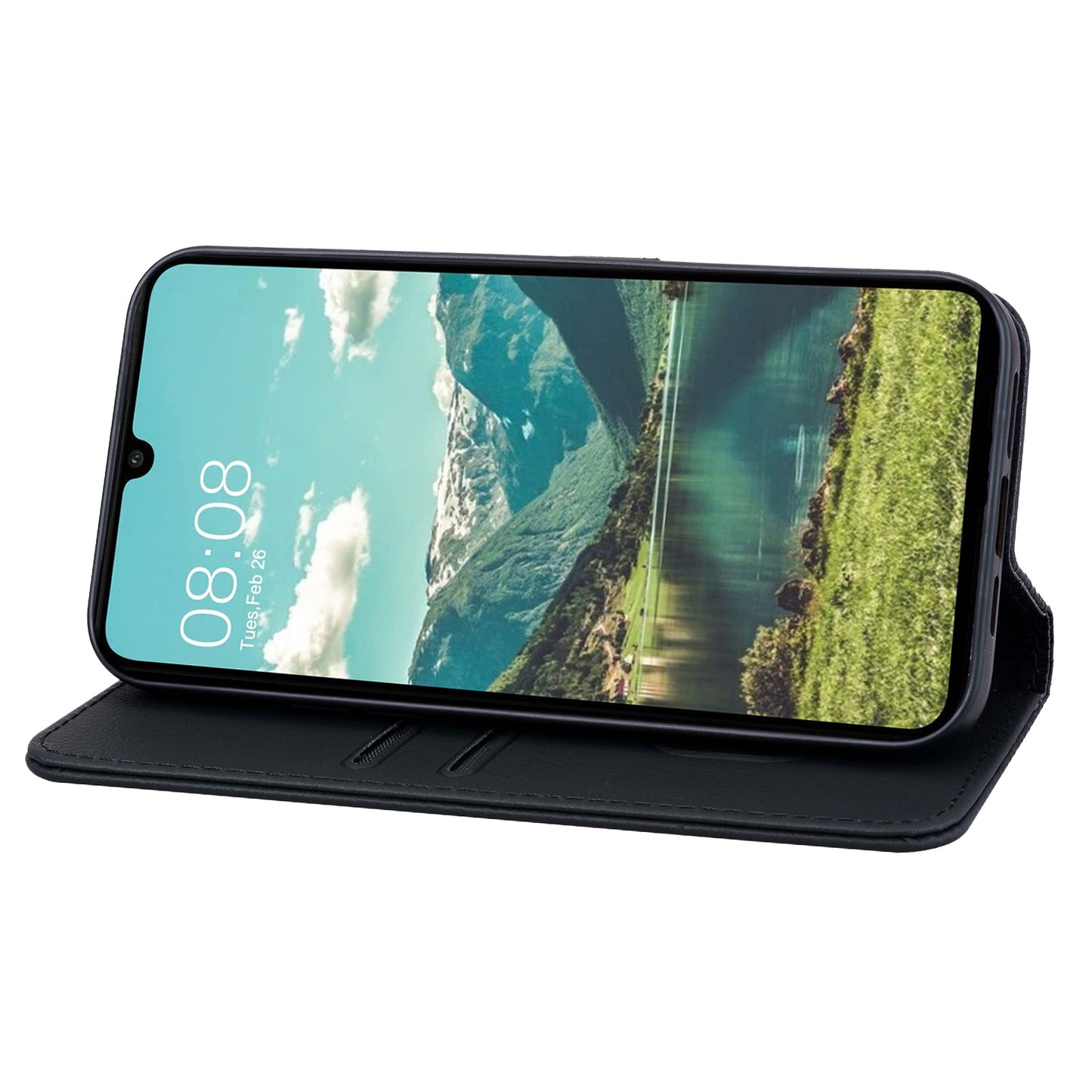 For Samsung Galaxy A16 5G / A16 4G Case Rhombus Pattern Leather Wallet Phone Cover - Black