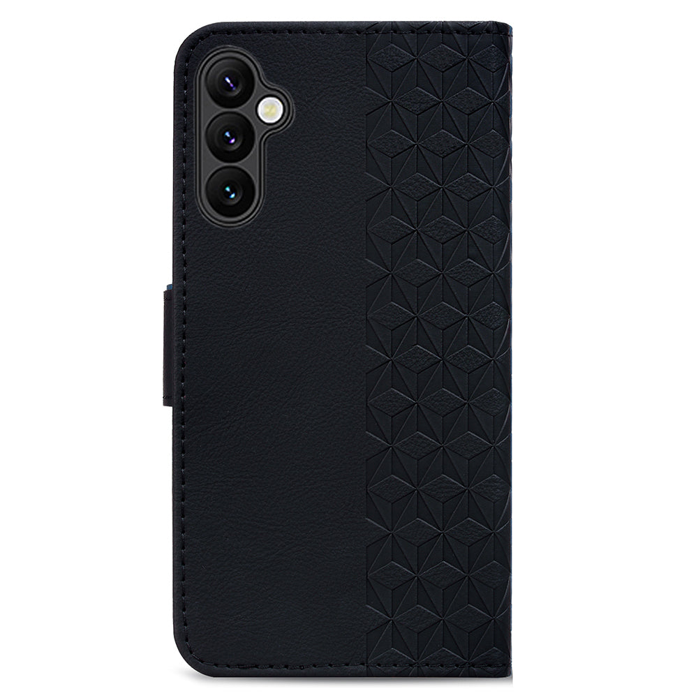 For Samsung Galaxy A16 5G / A16 4G Case Rhombus Pattern Leather Wallet Phone Cover - Black