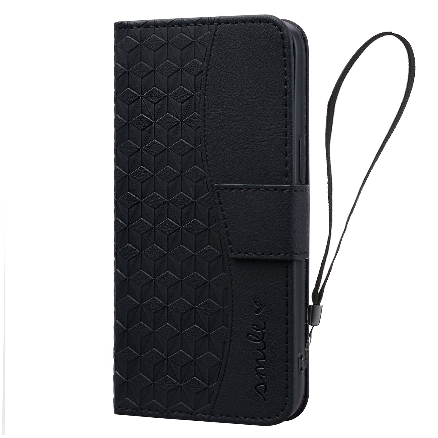 For Samsung Galaxy A16 5G / A16 4G Case Rhombus Pattern Leather Wallet Phone Cover - Black