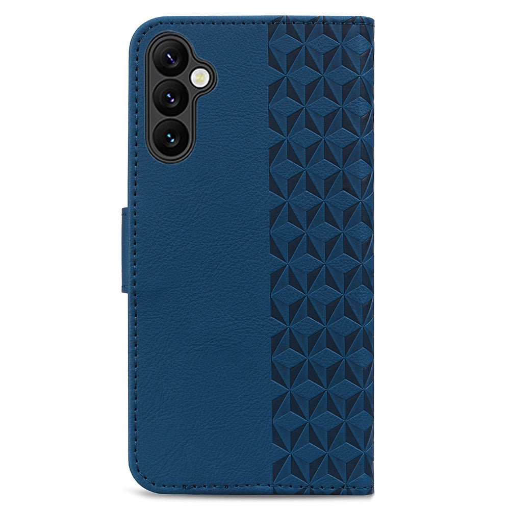 For Samsung Galaxy A16 5G / A16 4G Case Rhombus Pattern Leather Wallet Phone Cover - Sapphire