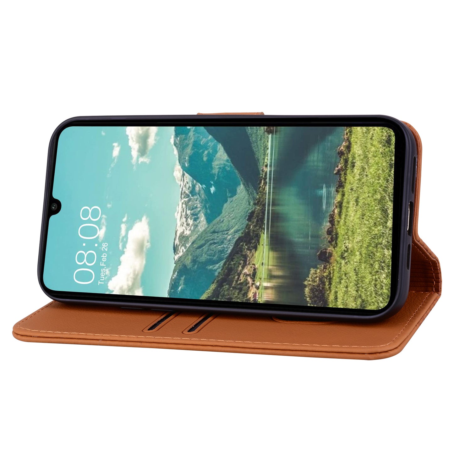 For Samsung Galaxy A16 5G / A16 4G Case Rhombus Pattern Leather Wallet Phone Cover - Brown